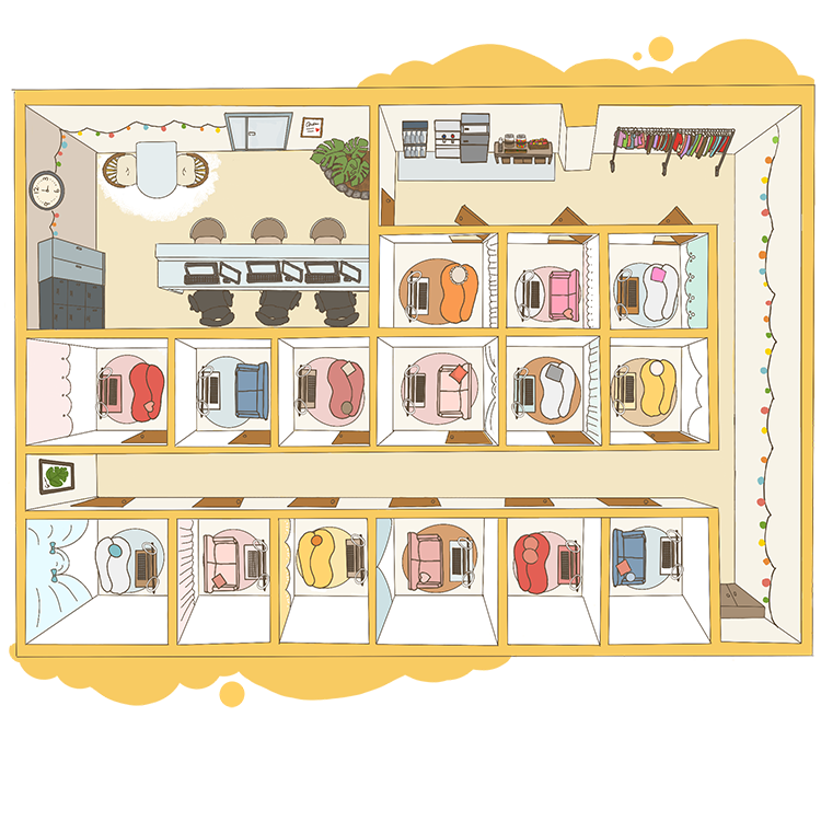 リーブルチャットの店内図